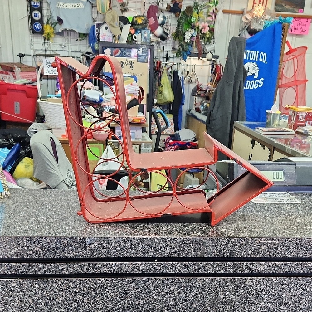 Vintage Red Metal Magazine Rack